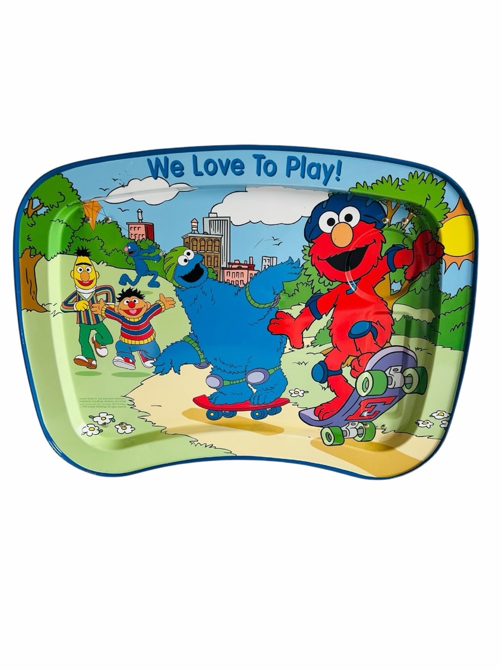Vintage Kidz Trays Sesame Street Folding Metal Tray Elmo Cookie Monster Big Bird